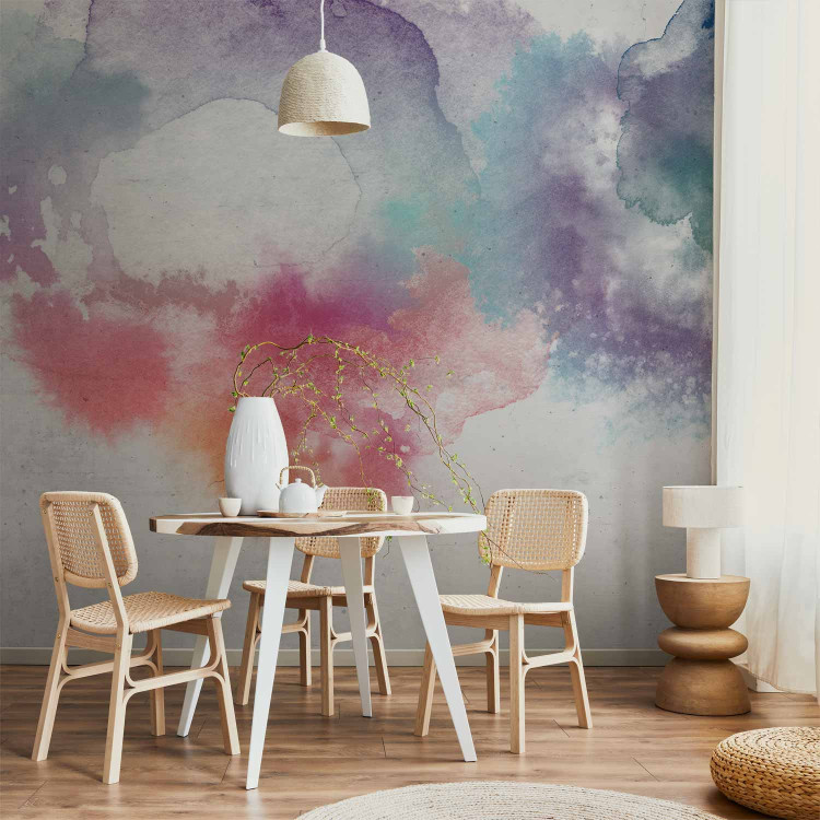 Photo Wallpaper Watercolor palette - Abstract colored spots resembling intermingling watercolor paints on parchment 137283 additionalImage 6
