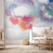 Photo Wallpaper Watercolor palette - Abstract colored spots resembling intermingling watercolor paints on parchment 137283