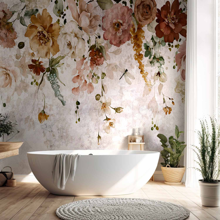 Wall Mural Vintage plant composition - landscape of colourful hanging flowers 137883 additionalImage 8