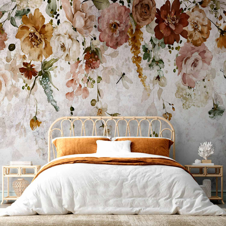 Wall Mural Vintage plant composition - landscape of colourful hanging flowers 137883 additionalImage 2