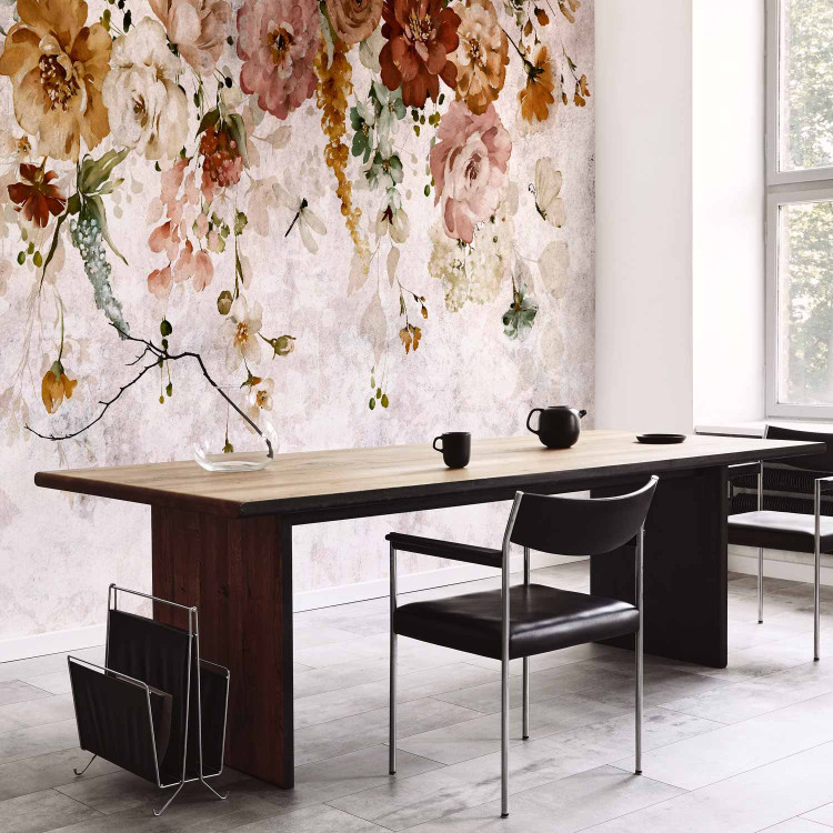 Wall Mural Vintage plant composition - landscape of colourful hanging flowers 137883 additionalImage 4