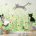 Wall Mural Cat mischief - cats in a meadow with butterflies among grass and poppies for a room 142683 additionalThumb 4
