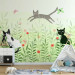 Wall Mural Cat mischief - cats in a meadow with butterflies among grass and poppies for a room 142683