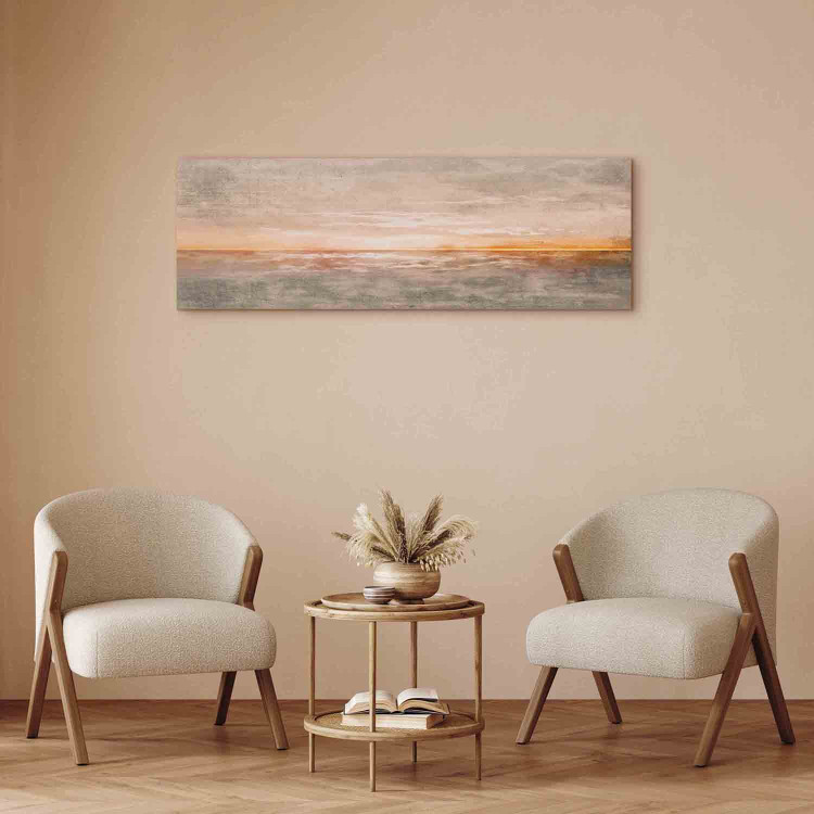 Canvas Art Print Seascape (1-piece) - beautiful sunset with distressed texture 143783 additionalImage 3