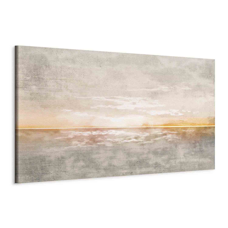 Canvas Art Print Seascape (1-piece) - beautiful sunset with distressed texture 143783 additionalImage 2