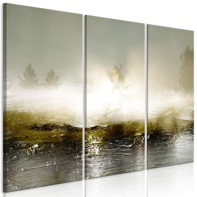 Canvas Trees by the River (3-piece) - sunny abstraction in cool tones 144583 additionalImage 2