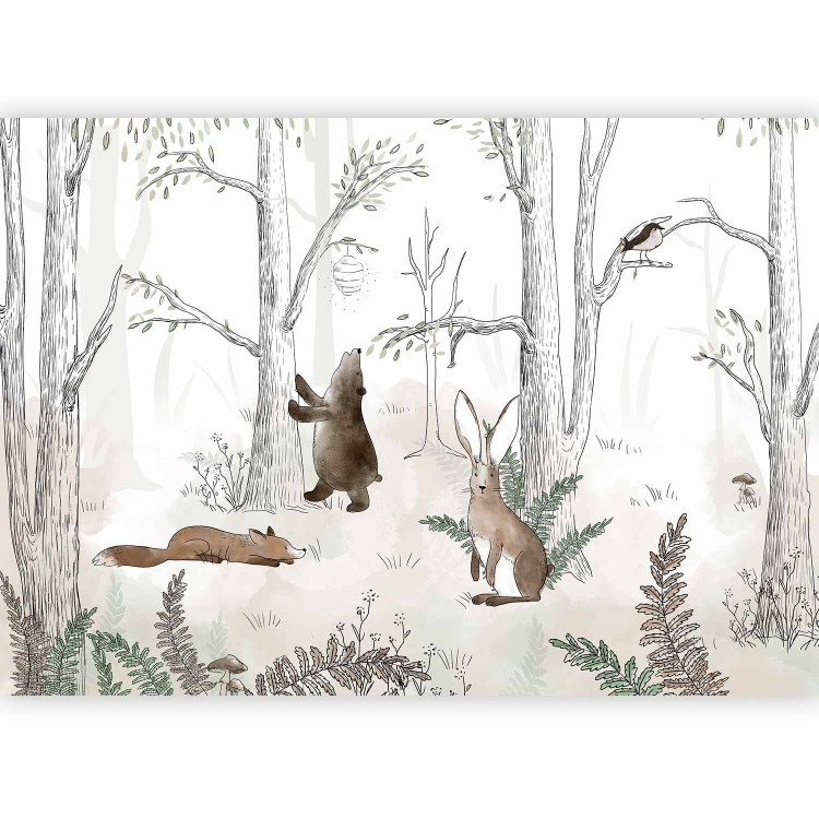 Wall Mural Drawn Forest - Watercolor Forest Animals on a White Background 146483 additionalImage 5