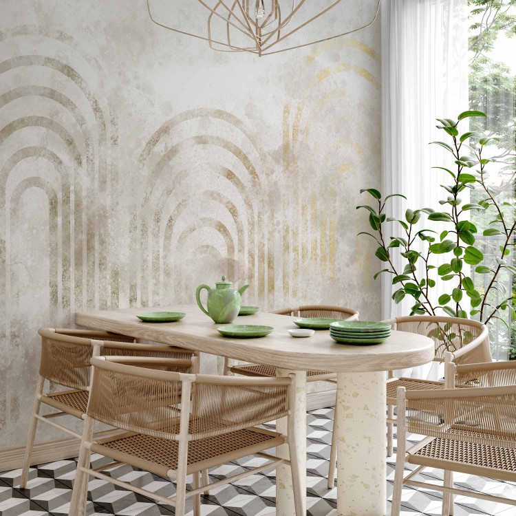 Wall Mural Golden Columns - Geometric Shapes on a Beige Background 148583 additionalImage 7