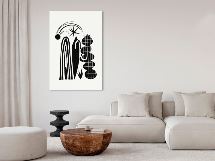 Canvas Art Print Abstract Composition - Black and White Arches and Plant Forms 149883 additionalImage 3
