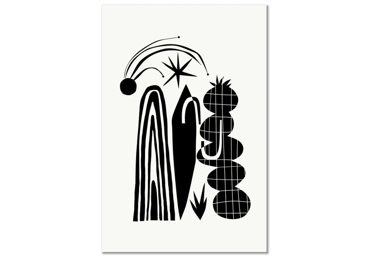 Canvas Art Print Abstract Composition - Black and White Arches and Plant Forms 149883