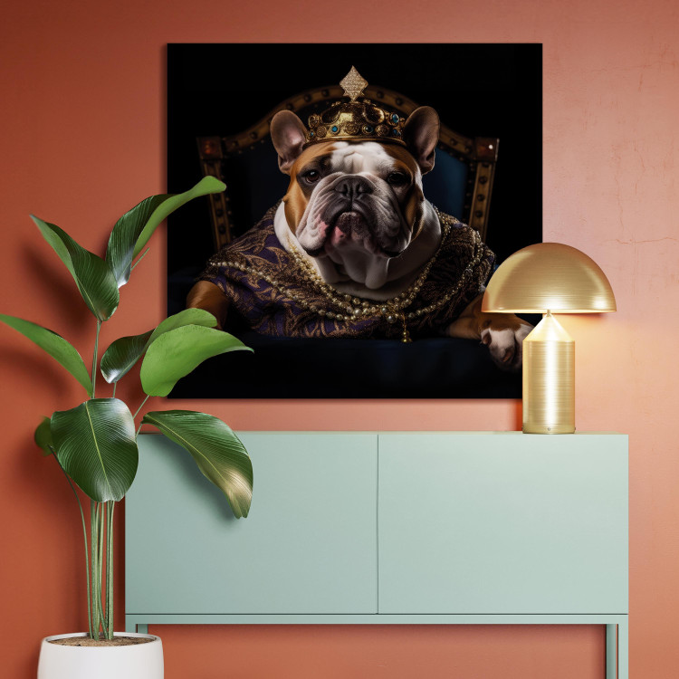Canvas AI Dog English Bulldog - Animal Fantasy Portrait Wearing a Crown - Square 150183 additionalImage 3