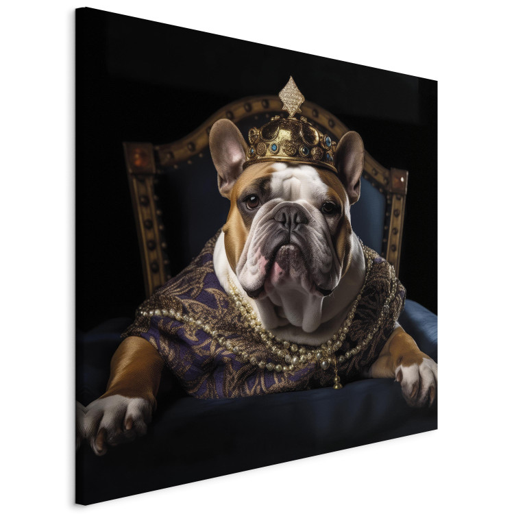 Canvas AI Dog English Bulldog - Animal Fantasy Portrait Wearing a Crown - Square 150183 additionalImage 2