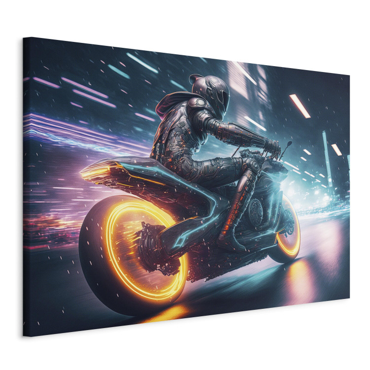 Large canvas print Speed of Light - Motorcyclist During Night City Race [Large Format] 150883 additionalImage 3