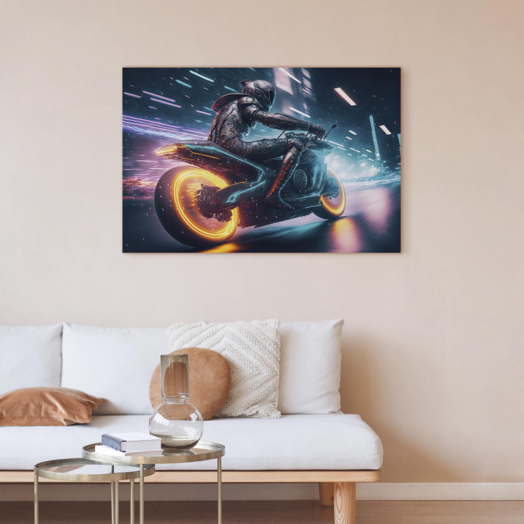 Large canvas print Speed of Light - Motorcyclist During Night City Race [Large Format] 150883 additionalImage 4