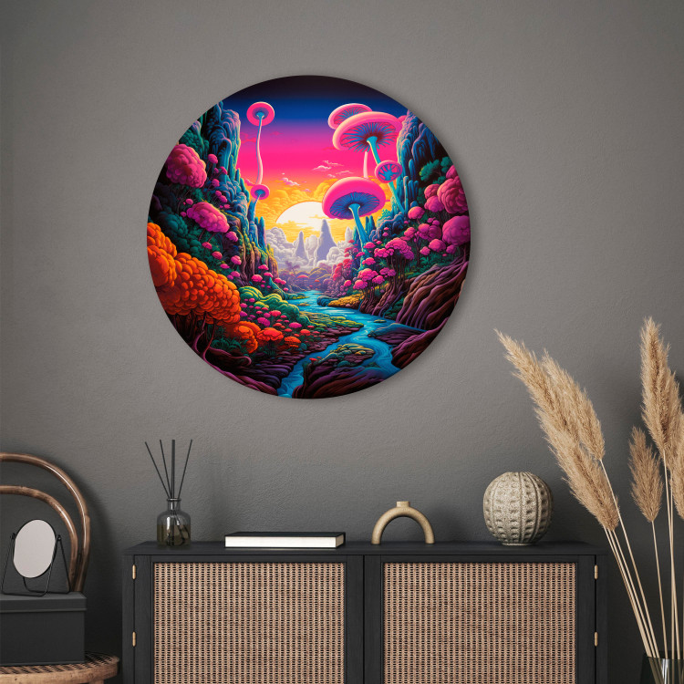Round Canvas Colorful Land - Psychedelic Valley in Intense Colors 151583 additionalImage 2