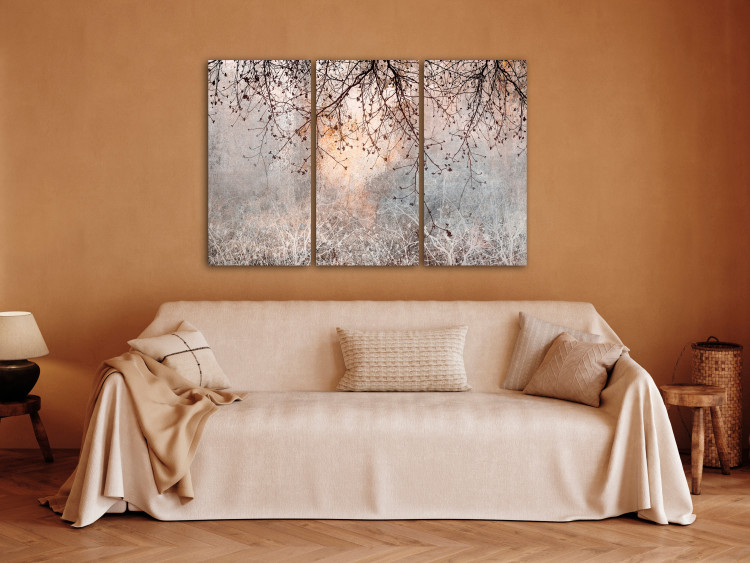 Canvas Art Print Morning - Sunrise Against a Background of Delicate Branches With Flowers 151783 additionalImage 3