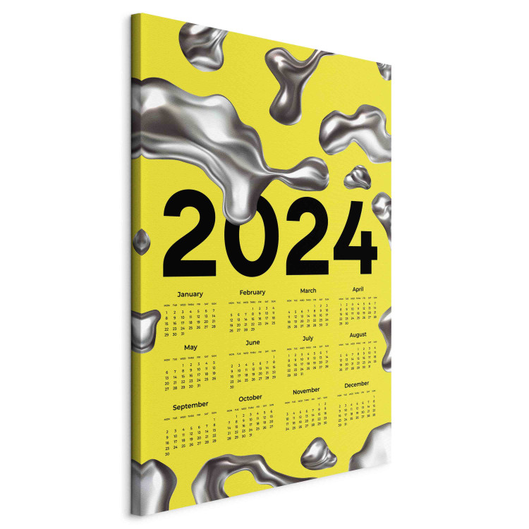Canvas Print Calendar 2024 - Background With Silver Three-Dimensional Shapes 151883 additionalImage 2
