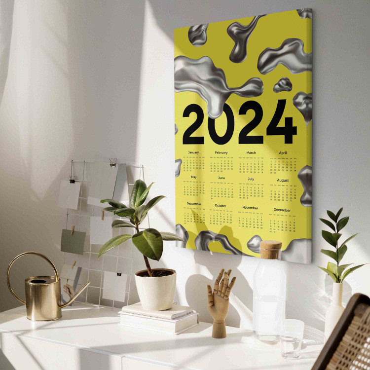 Canvas Print Calendar 2024 - Background With Silver Three-Dimensional Shapes 151883 additionalImage 5