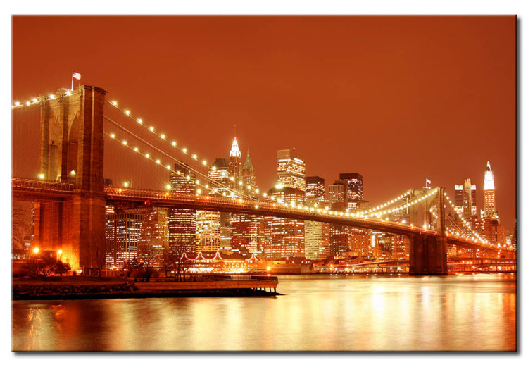 Canvas Art Print New York: Brooklyn Bridge by night 58383