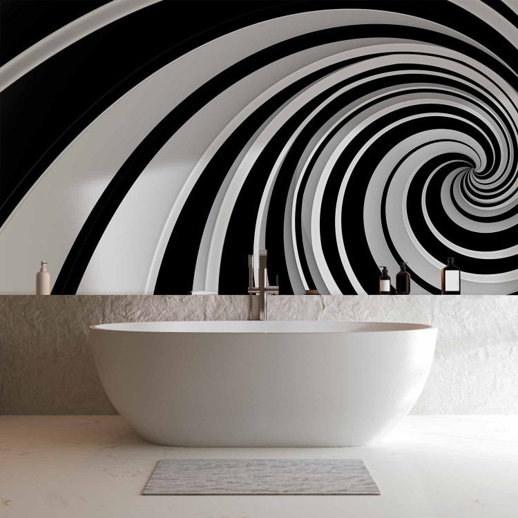 Wall Mural 3D Illusion - black and white abstract vortex creating an illusion of space 59783 additionalImage 8
