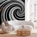 Wall Mural 3D Illusion - black and white abstract vortex creating an illusion of space 59783