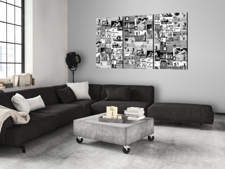 Canvas Art Print Banksy collage in a rectangle layout - graffiti inspired by street art 94883 additionalImage 3
