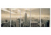 Canvas Art Print Beige Manhattan (5-piece) - Overcast Sky Over New York 98583