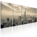 Canvas Art Print Beige Manhattan (5-piece) - Overcast Sky Over New York 98583 additionalThumb 2