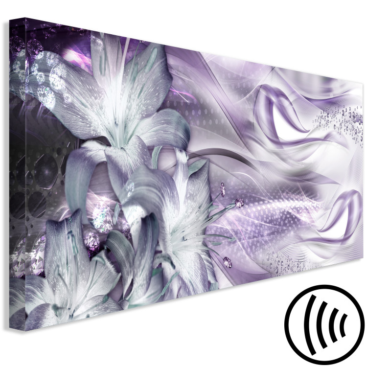 Canvas Art Print Lilies and Waves (1-part) Pale Purple Narrow - Plant Abstraction 107993 additionalImage 6