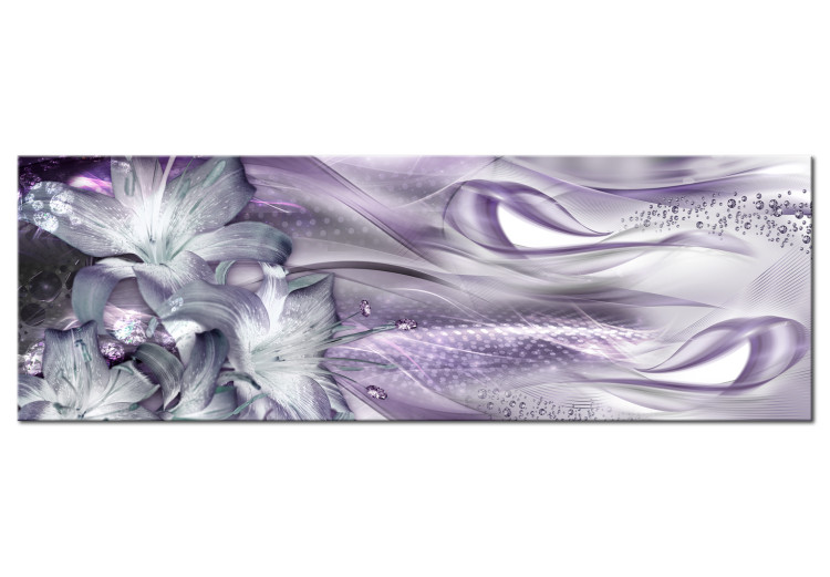 Canvas Art Print Lilies and Waves (1-part) Pale Purple Narrow - Plant Abstraction 107993