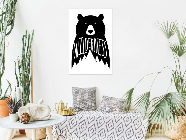 Wall Poster Wilderness - black and white composition with animal motif and texts 114793 additionalImage 24