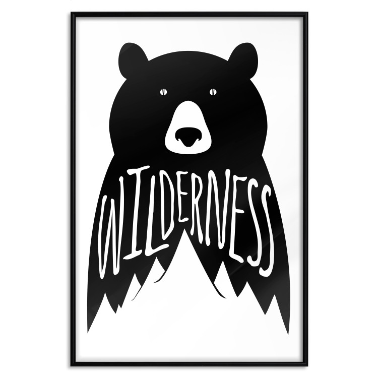 Wall Poster Wilderness - black and white composition with animal motif and texts 114793 additionalImage 20