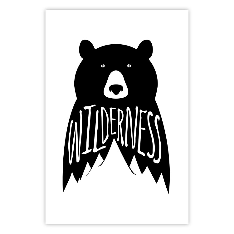 Wall Poster Wilderness - black and white composition with animal motif and texts 114793 additionalImage 21