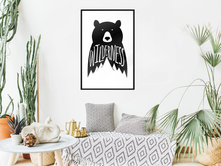 Wall Poster Wilderness - black and white composition with animal motif and texts 114793 additionalImage 6