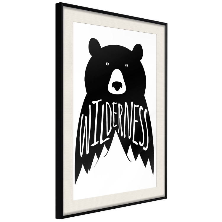 Wall Poster Wilderness - black and white composition with animal motif and texts 114793 additionalImage 3