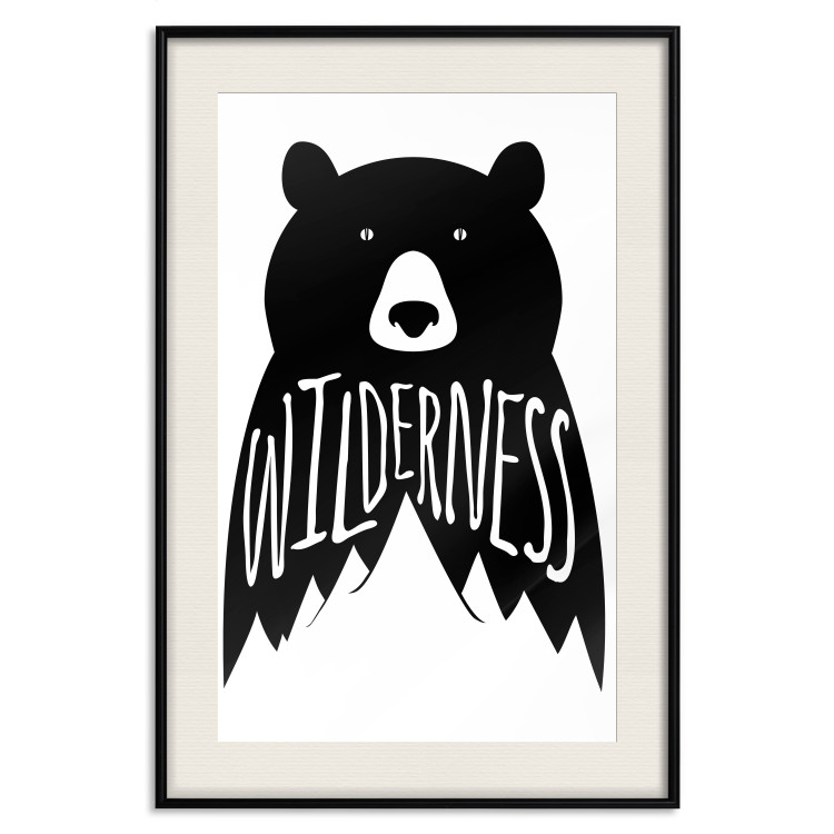 Wall Poster Wilderness - black and white composition with animal motif and texts 114793 additionalImage 19