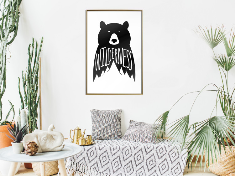 Wall Poster Wilderness - black and white composition with animal motif and texts 114793 additionalImage 13