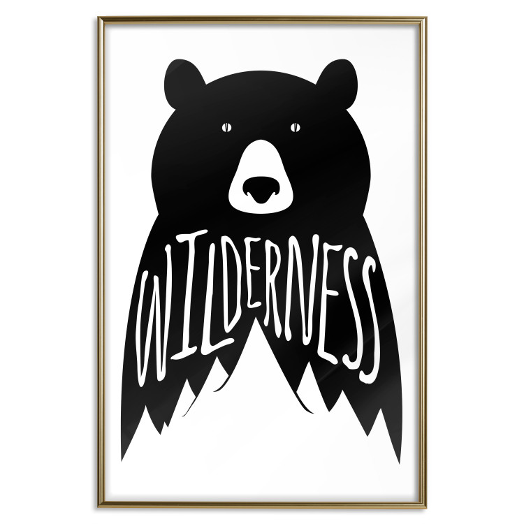 Wall Poster Wilderness - black and white composition with animal motif and texts 114793 additionalImage 17