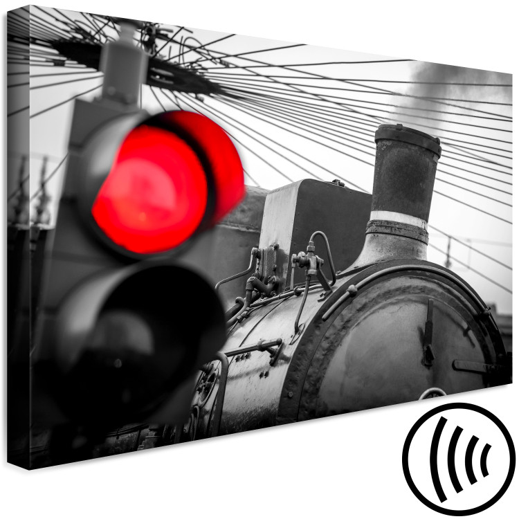 Canvas Print Smoky Trail (1-part) - Metal Train in Black and White Light 116393 additionalImage 6
