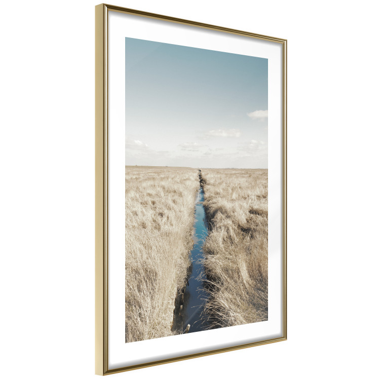 Poster Channel - sky landscape with clouds and river on beige field 117293 additionalImage 8