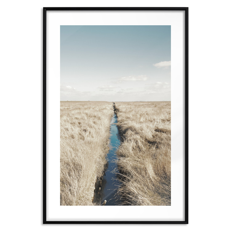Poster Channel - sky landscape with clouds and river on beige field 117293 additionalImage 15