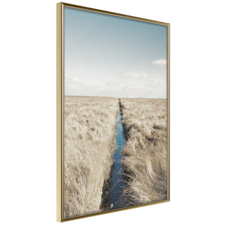 Poster Channel - sky landscape with clouds and river on beige field 117293 additionalImage 12