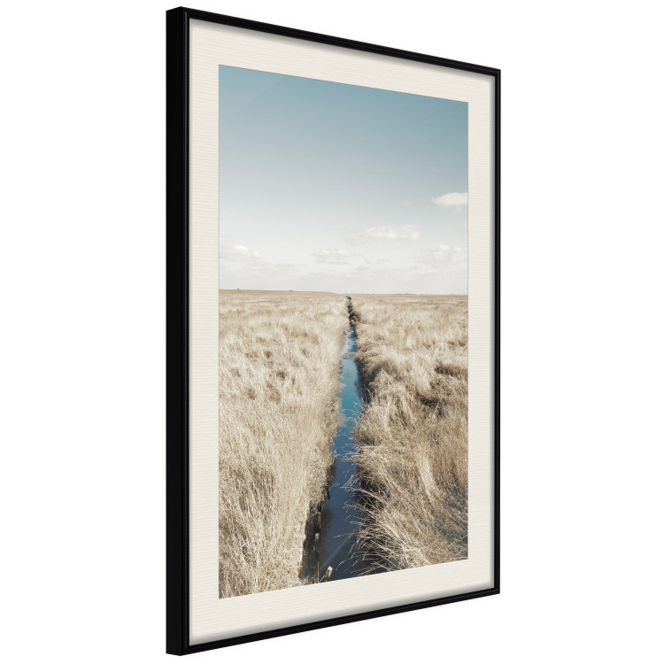 Poster Channel - sky landscape with clouds and river on beige field 117293 additionalImage 3