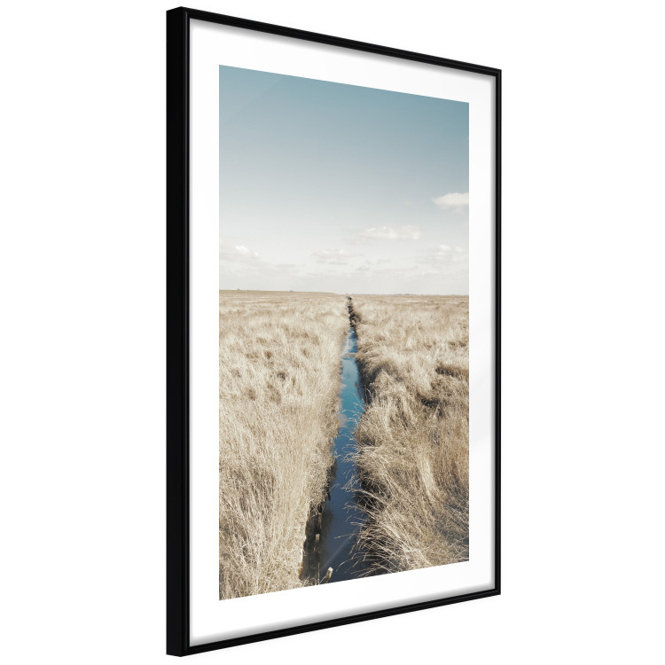 Poster Channel - sky landscape with clouds and river on beige field 117293 additionalImage 13