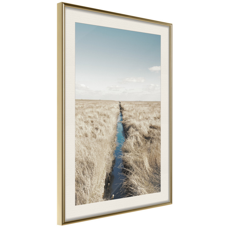 Poster Channel - sky landscape with clouds and river on beige field 117293 additionalImage 2