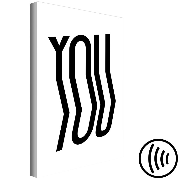 Canvas Print Black, curved inscription – ‘’YOU’’ on a minimalistic white background 117393 additionalImage 6