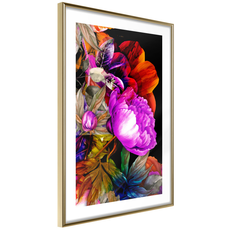 Wall Poster Colors of Summer - multicolored glamour composition with flowers on a black background 117993 additionalImage 6