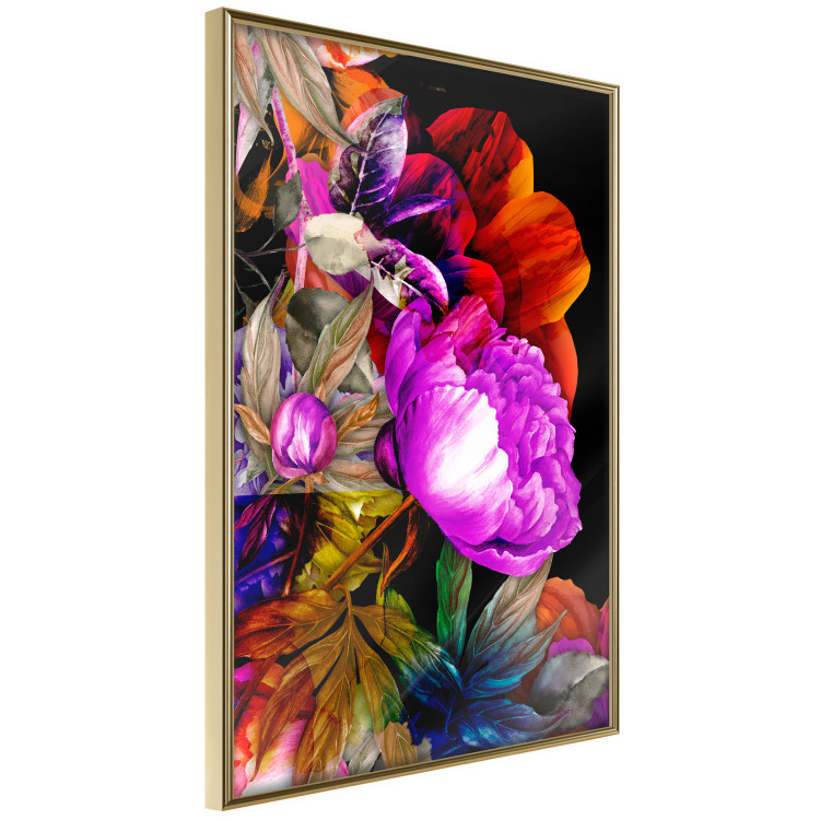 Wall Poster Colors of Summer - multicolored glamour composition with flowers on a black background 117993 additionalImage 12
