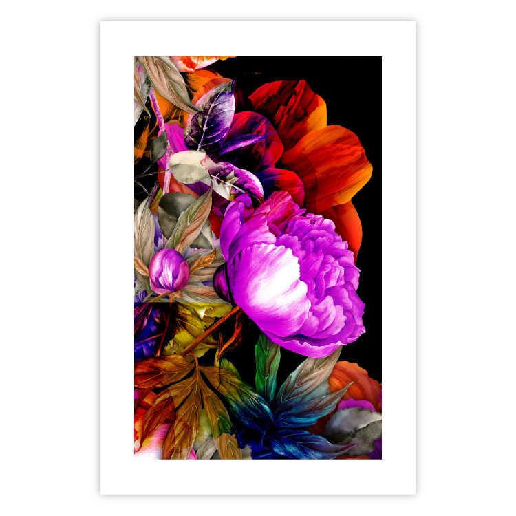 Wall Poster Colors of Summer - multicolored glamour composition with flowers on a black background 117993 additionalImage 19