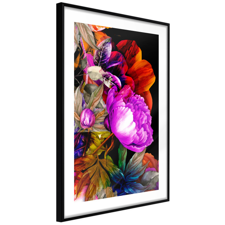 Wall Poster Colors of Summer - multicolored glamour composition with flowers on a black background 117993 additionalImage 11
